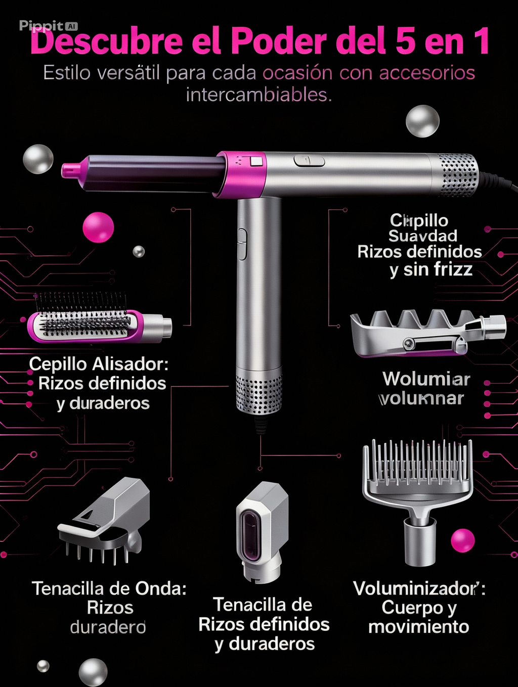 Set Moldeador 5 En 1 Hot Air Styler